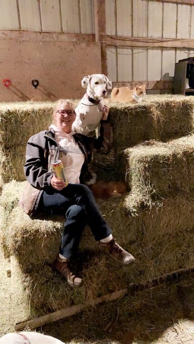 Boo and Mom on the hay